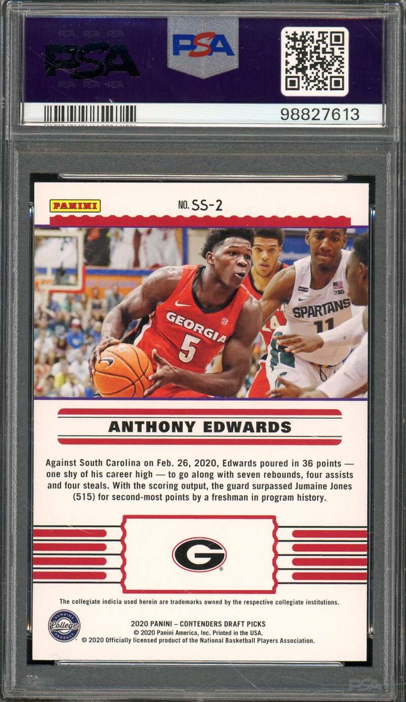 Anthony Edwards Rookie 2020-21 Panini Contenders DP Front-Row Seats #2 PSA 10 Image 2