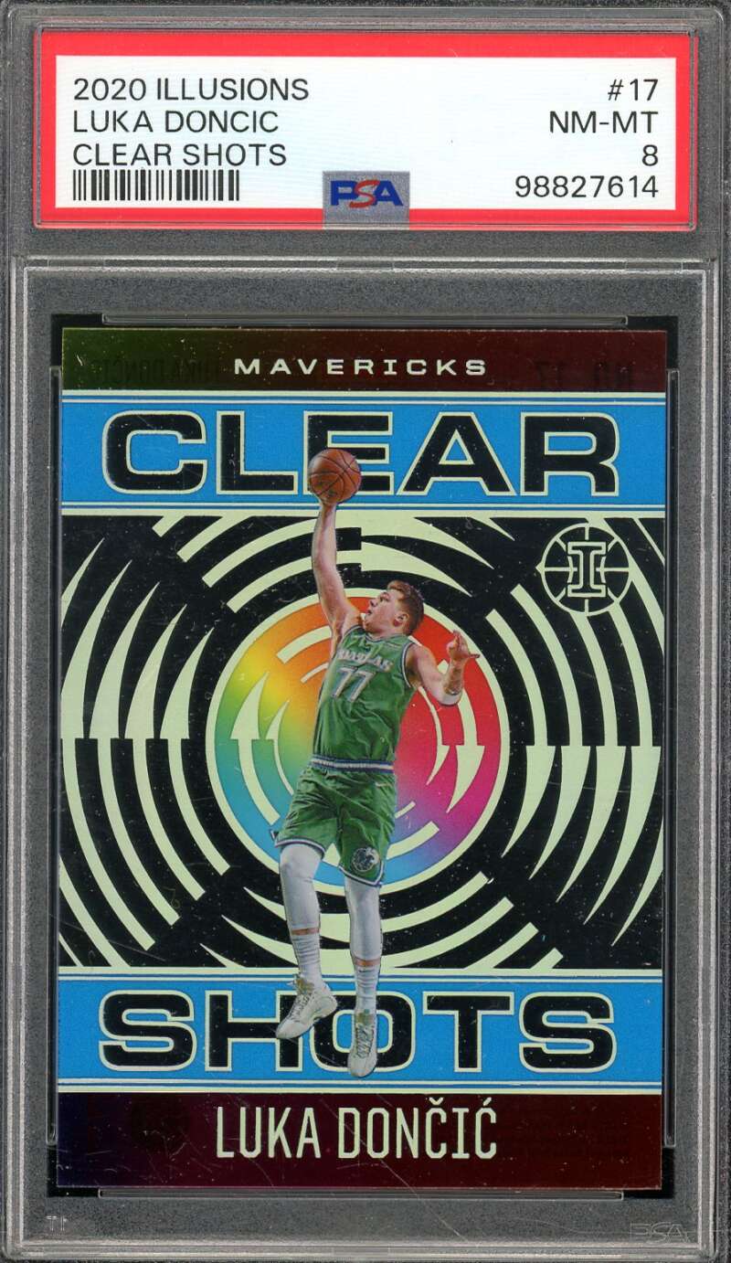 Luka Doncic Card 2020-21 Illusions Clear Shots #17 PSA 8 Image 1