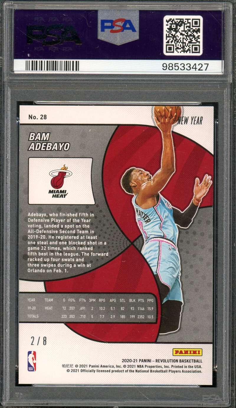 Bam Adebayo 2020-21 Panini Revolution Chinese New Year Holo Gold (2/8) #28 PSA 8 Image 2