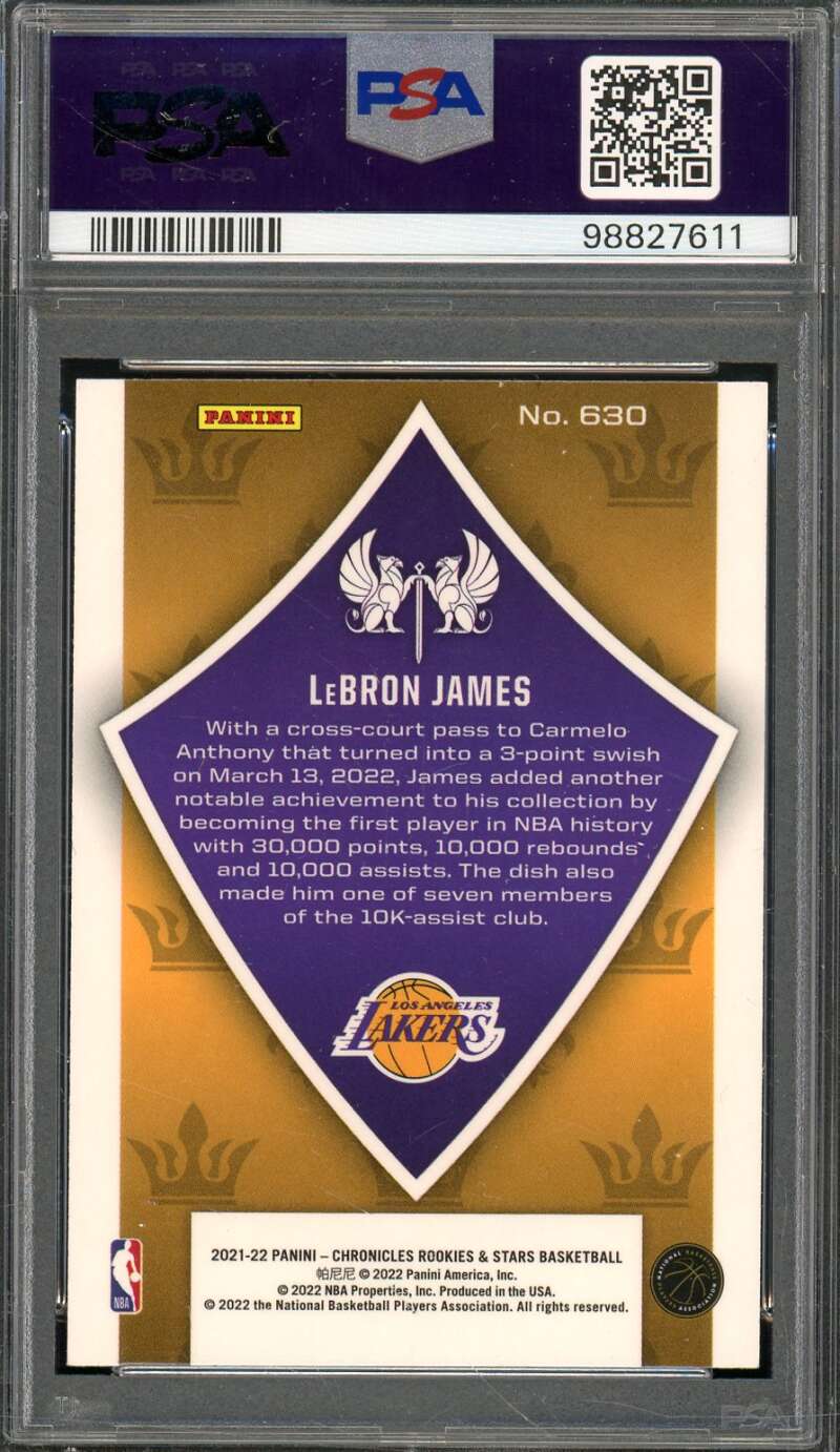 Lebron James Card 2021-22 Chronicles #630 PSA 9 Image 2