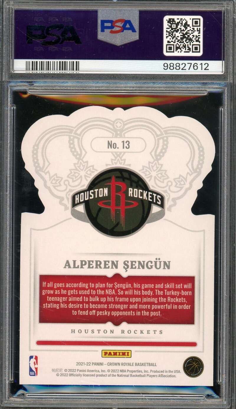 Alperen Sengun Rookie Card 2021-22 Crown Royale #13 (pop 8) PSA 10 Image 2