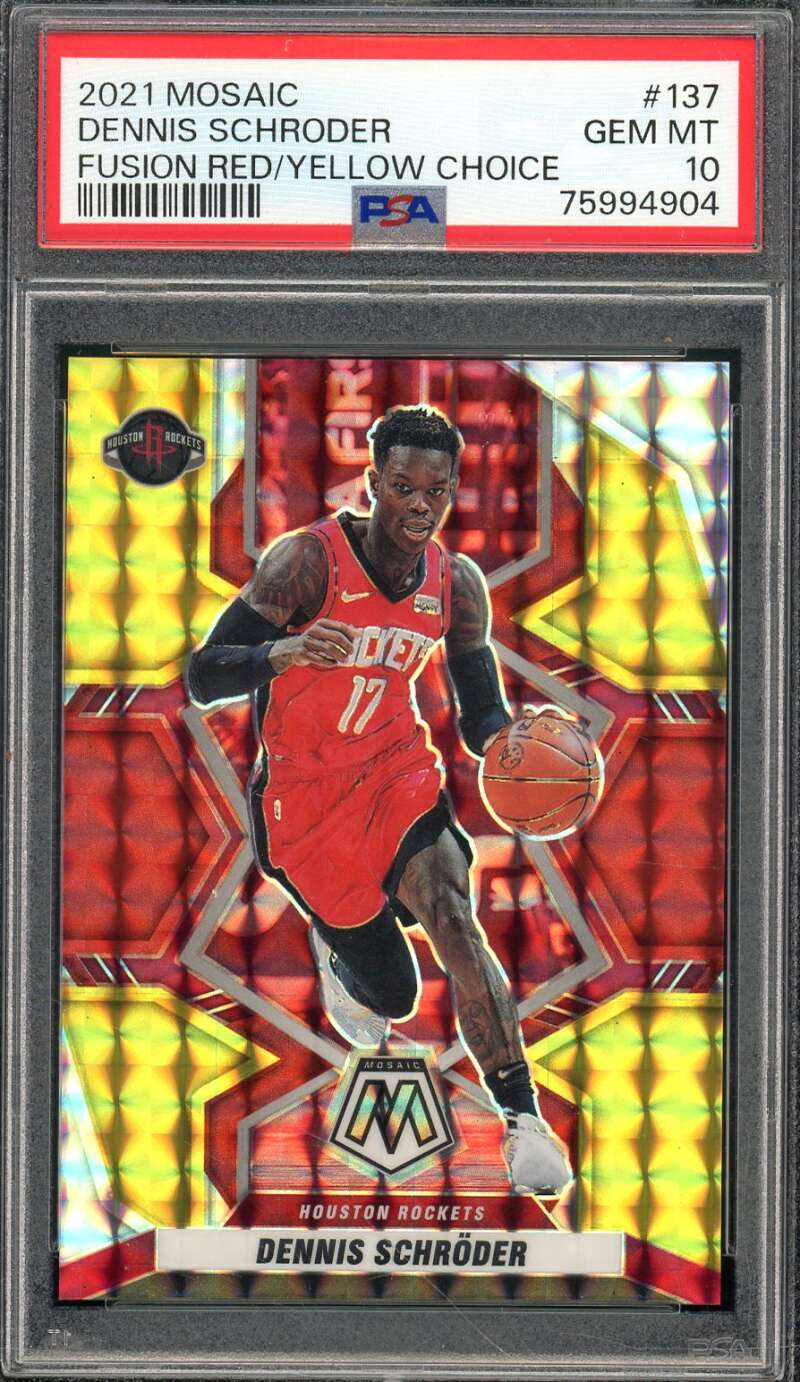 Dennis Schroder Card 2021-22 Mosaic Fusion Red/Yellow Choice (pop 1) #137 PSA 10 Image 1