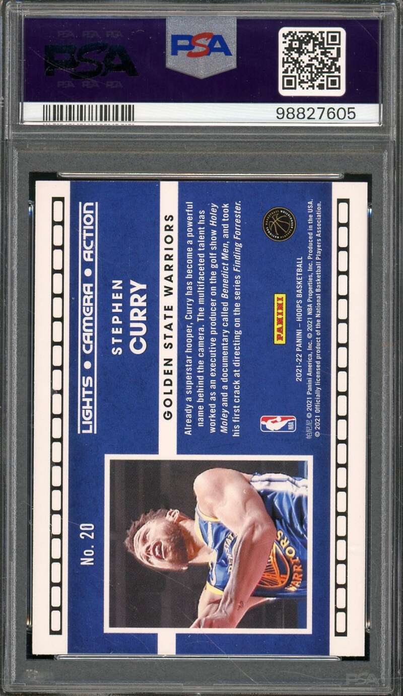 Stephen Curry 2021-22 NBA Hoops Lights Camera Action WInter (pop 1) #20 PSA 10 Image 2