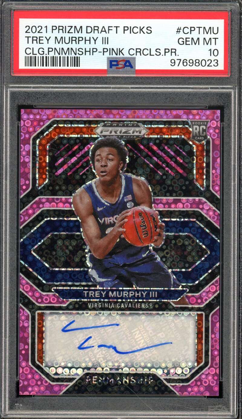 Trey Murphy III Rookie 2021-22 Prizm Draft Picks Pink Penmanship #CPTMU PSA 10 Image 1