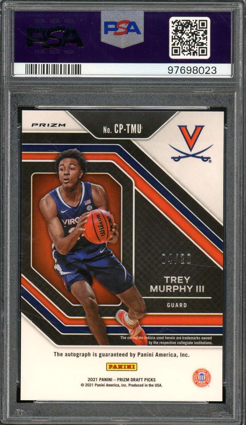 Trey Murphy III Rookie 2021-22 Prizm Draft Picks Pink Penmanship #CPTMU PSA 10 Image 2