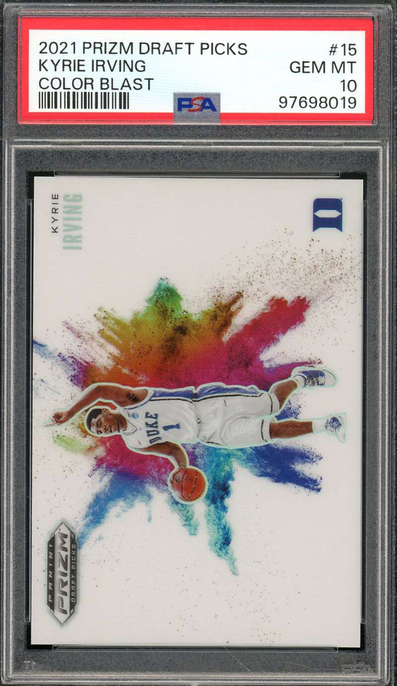 Kyrie Irving Card 2021-22 Prizm Draft Picks Color Blast (pop 3) #15 PSA 10 Image 1