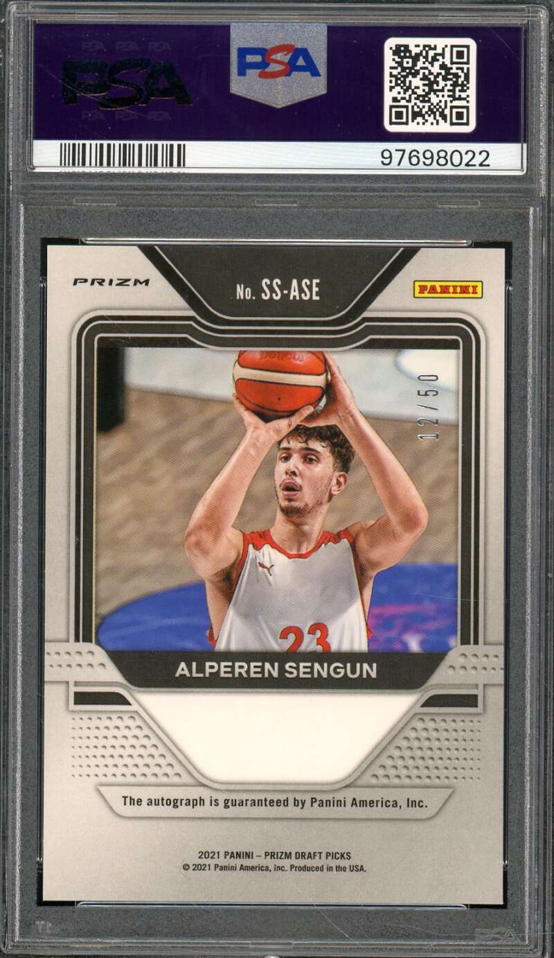 Alperen Sengun Rookie 2021-22 Prizm DP Purple Circle Signature #ssase PSA 10 Image 2