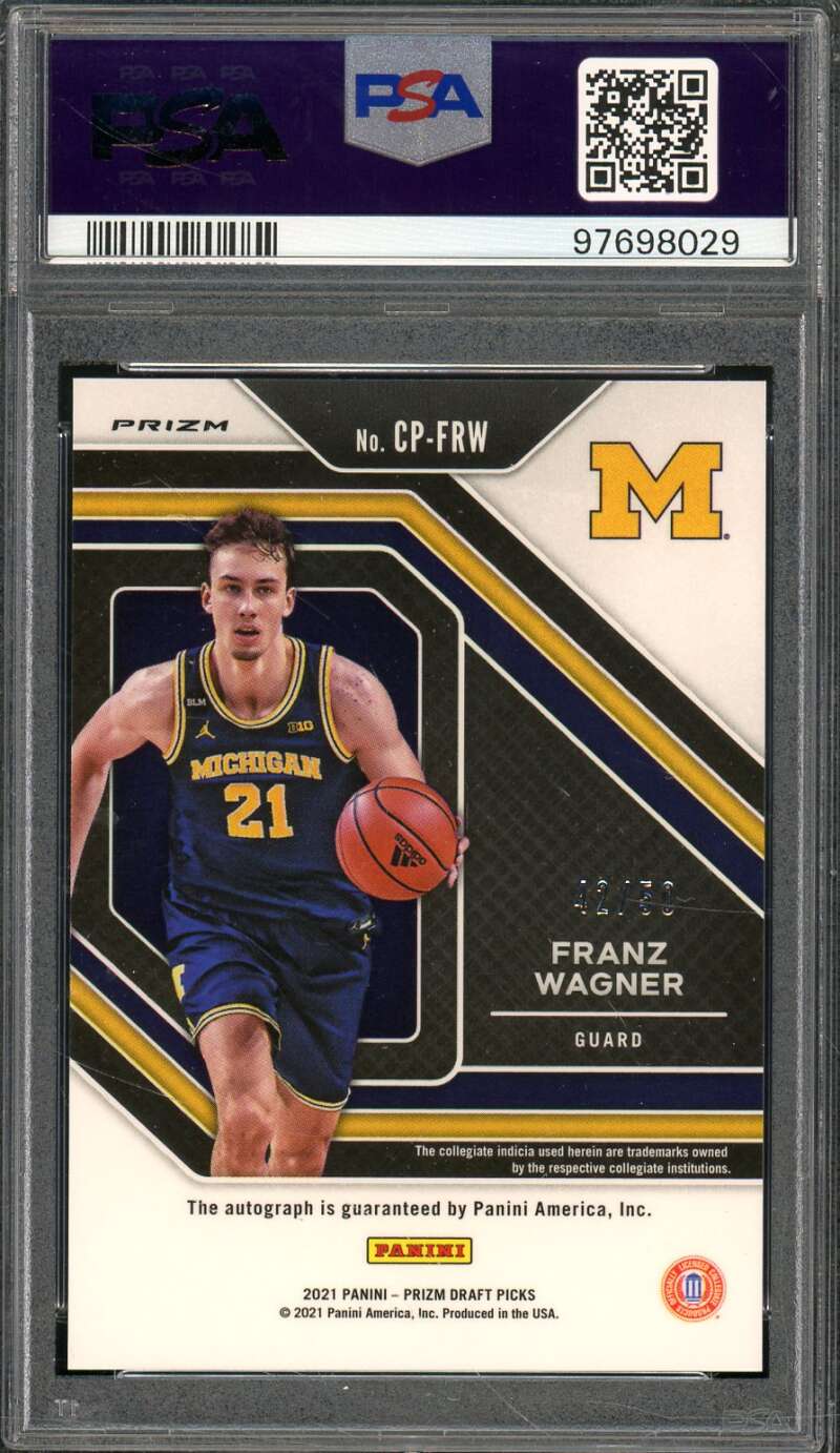 Franz Wagner Rookie 2021-22 Prizm DP Purple Cir Penmanship Prizm #Cpfrw PSA 5 Image 2