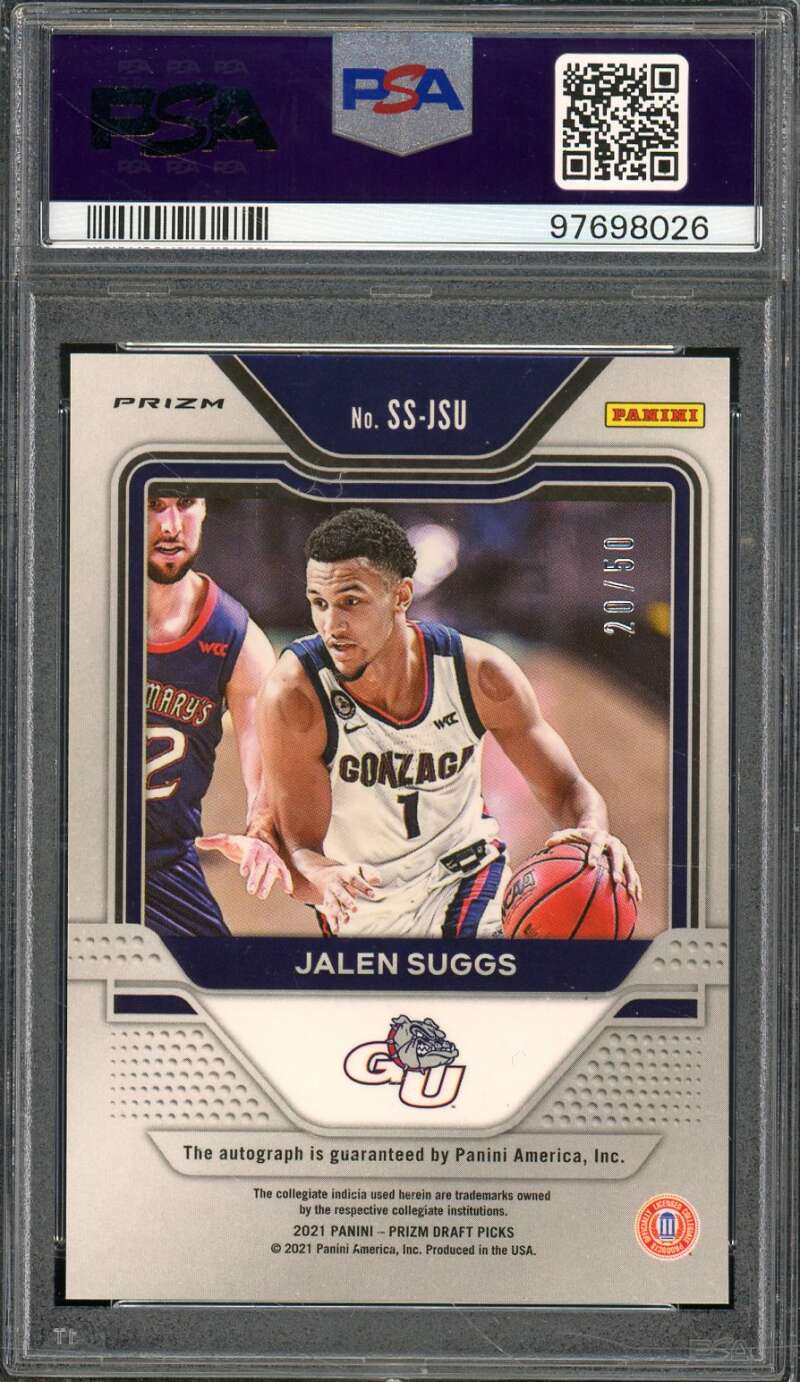 Jalen Suggs Rookie 2021-22 Prizm DP Purple Cir Penmanship Prizm #Ssjsu PSA 10 Image 2