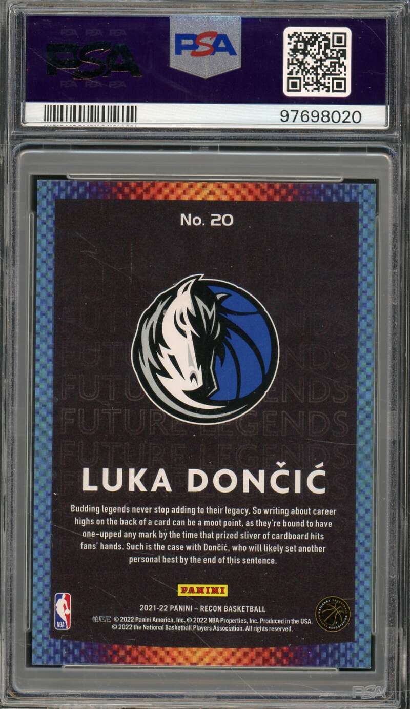 Luka Doncic Card 2021-22 Recon Future Legends #20 PSA 8 Image 2