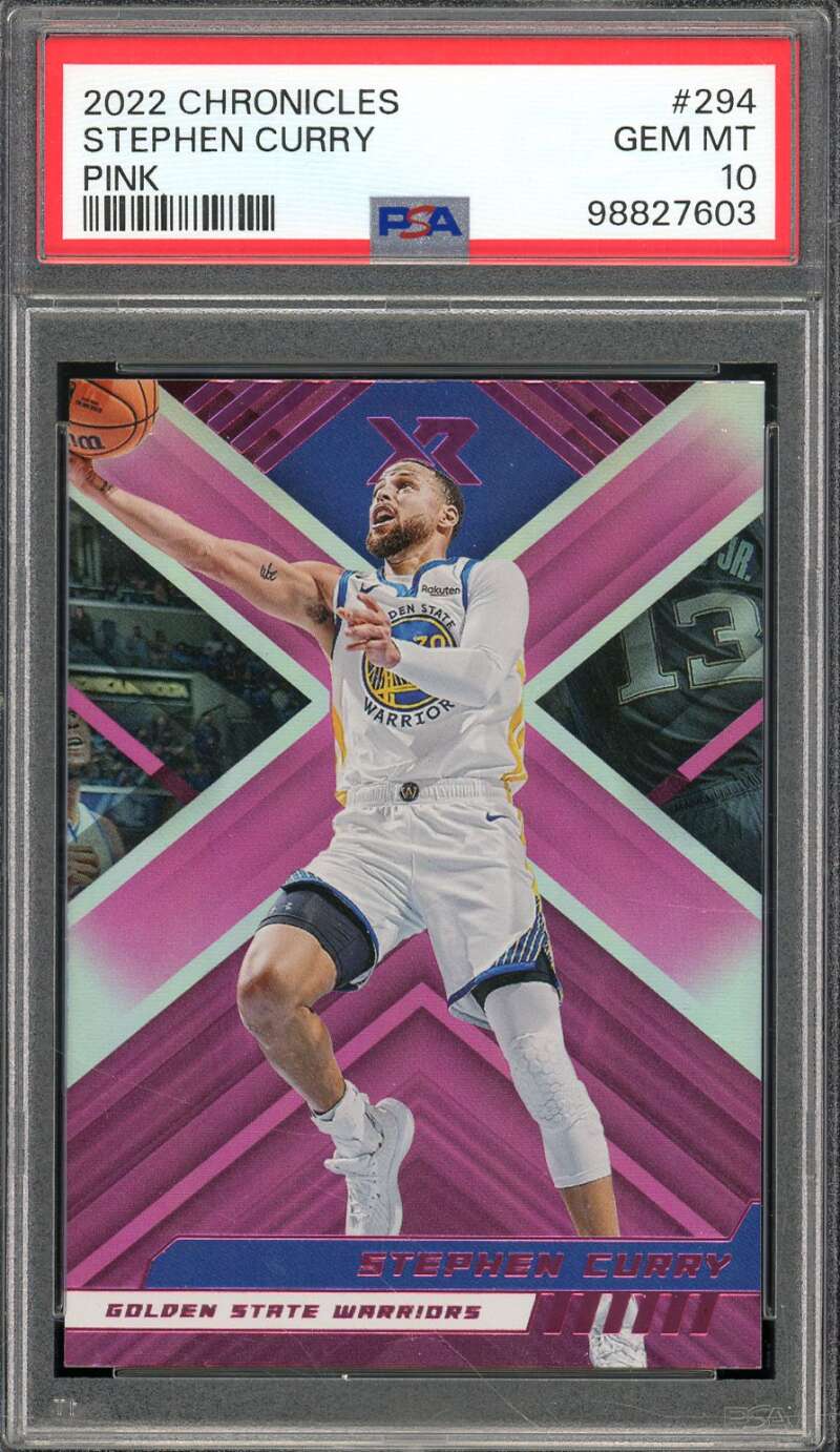 Stephen Curry Card 2022-23 Chronicles Pink (pop 3) #294 PSA 10 Image 1