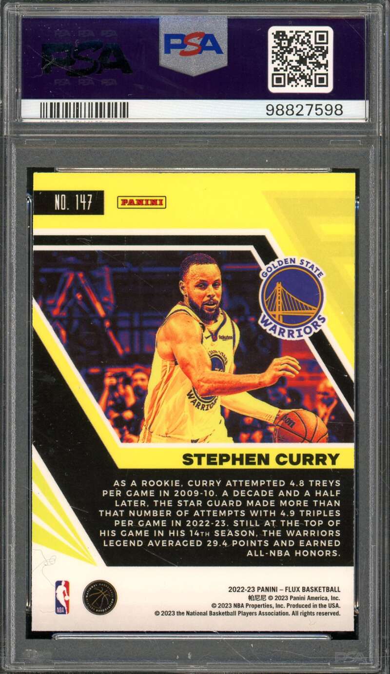 Stephen Curry Card 2022-23 Panini Flux (pop 4) #147 PSA 9 Image 2