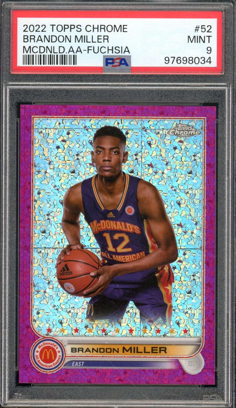 Brandon Miller Rookie Card 2022-23 Topps Chrome Mcdonalds AA Fuchsia #52 PSA 9 Image 1