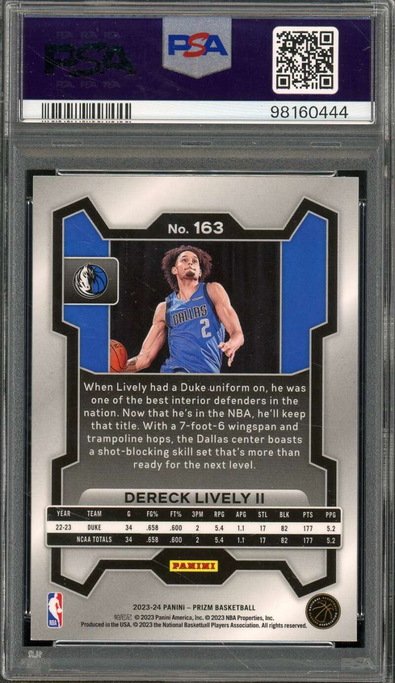 Dereck Lively II Rookie Card 2023-24 Prizm #163 PSA 8 Image 2