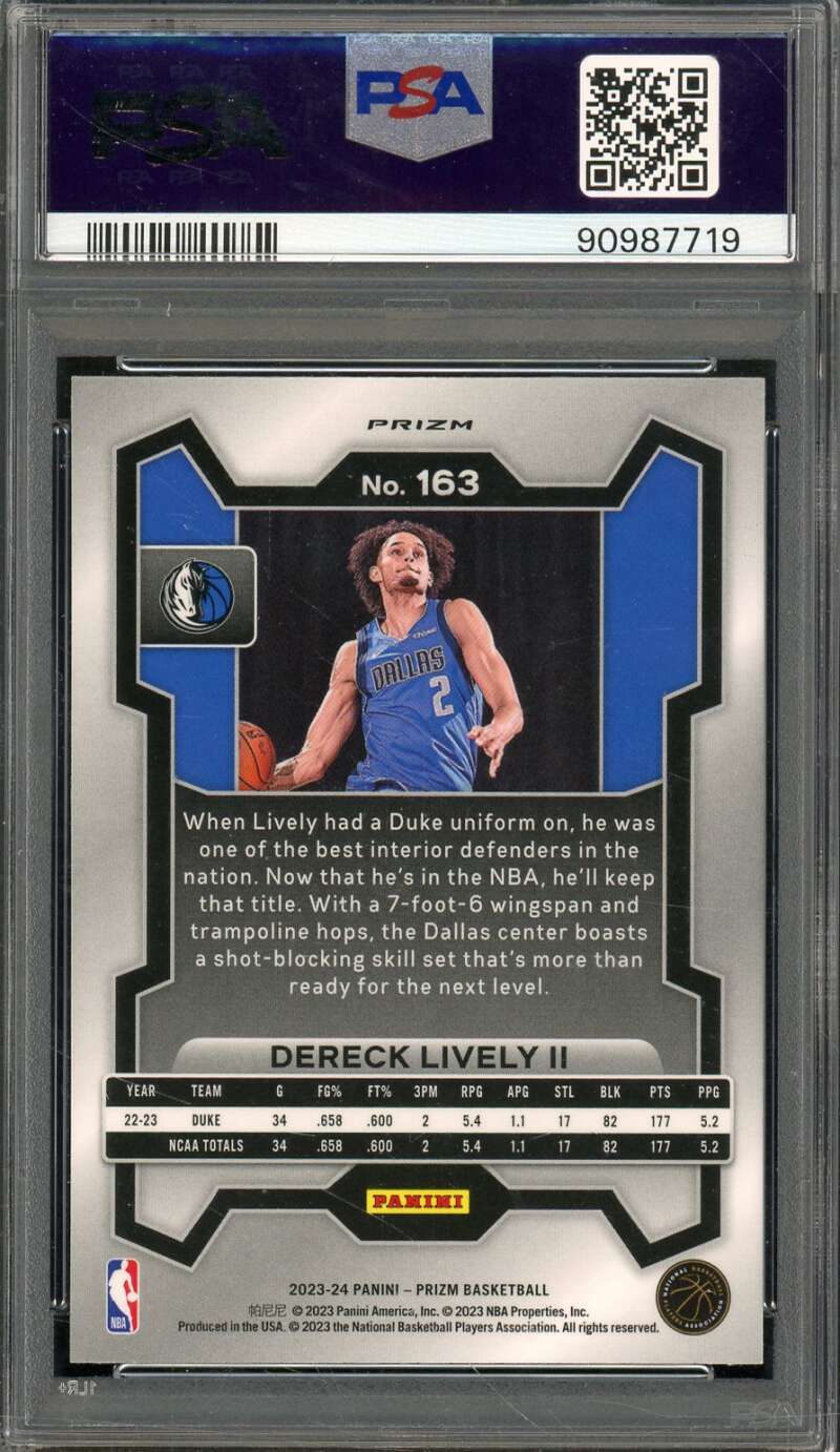 Dereck Lively II Rookie Card 2023-24 Prizm Hyper #163 PSA 9 Image 2