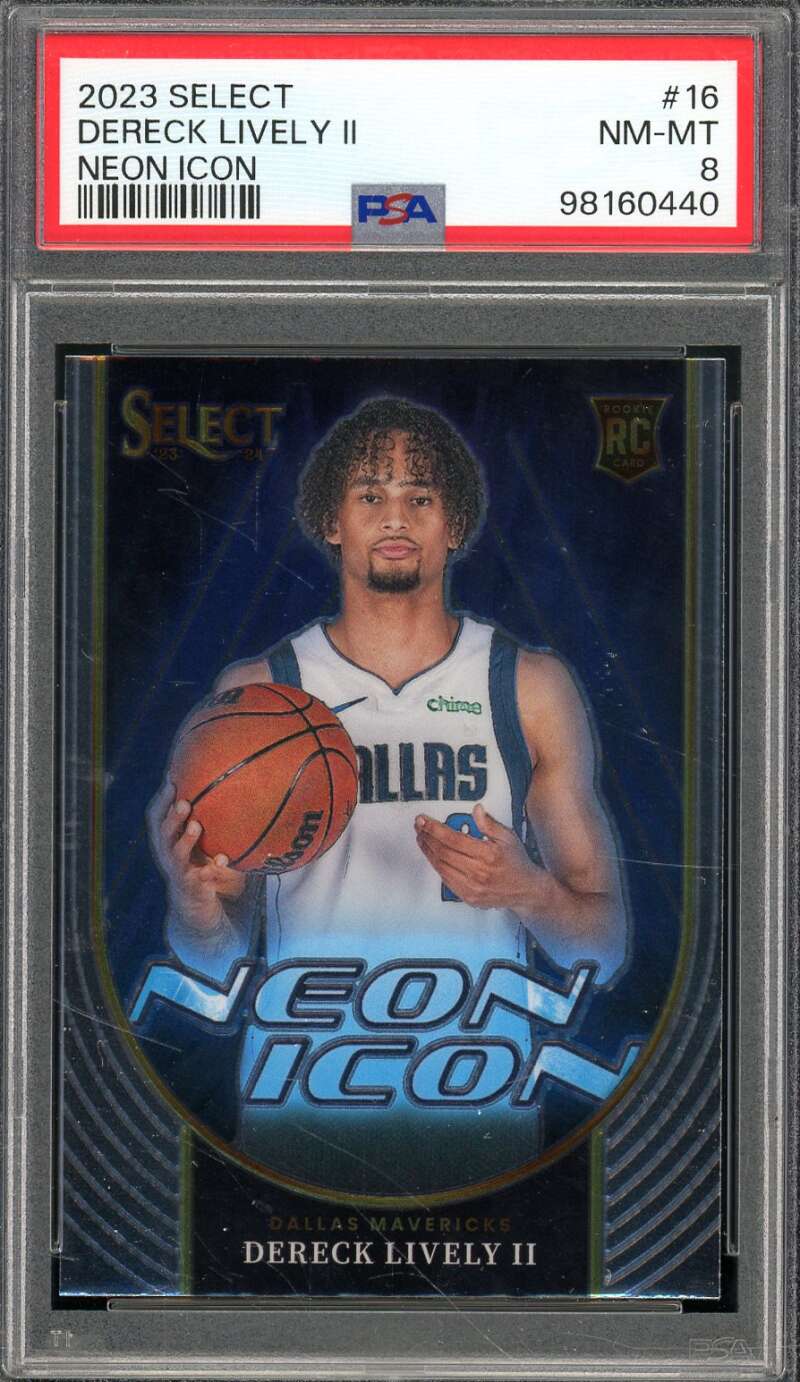 Dereck Lively II Card 2023-24 Select Neon Icon #16 PSA 8 Image 1