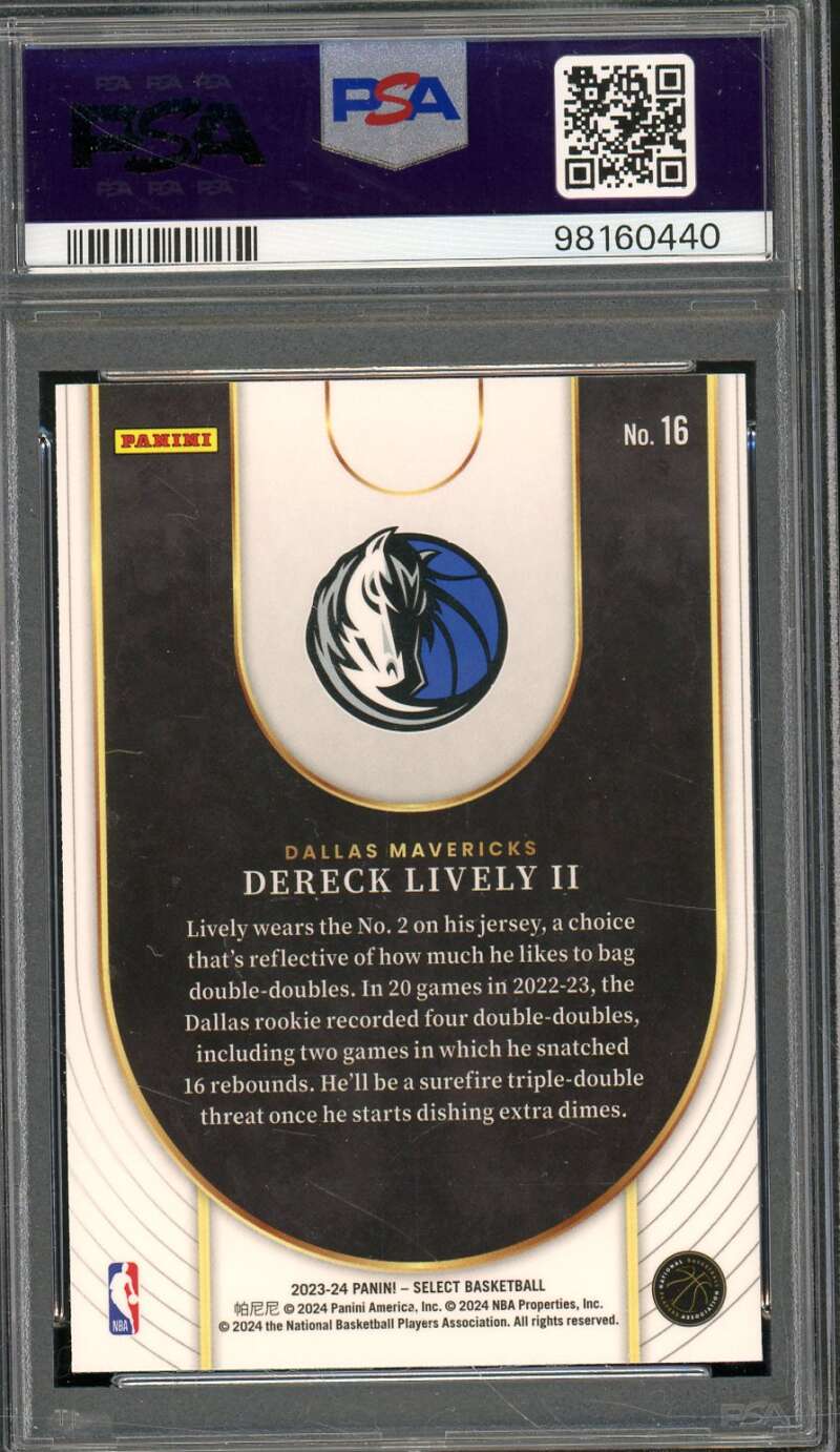 Dereck Lively II Card 2023-24 Select Neon Icon #16 PSA 8 Image 2