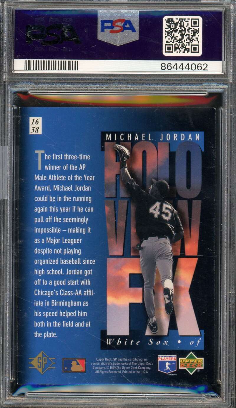 Michael Jordan Baseball Rookie Card 1994 SP Holoview Blue #16 PSA 7 Image 2