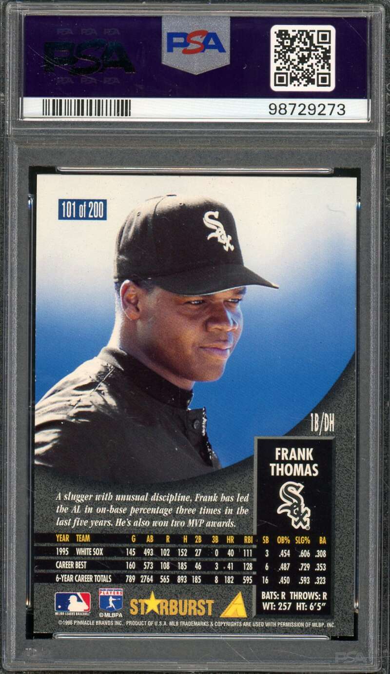 Frank Thomas Card 1996 Pinnacle Artist's Proof (pop 4) #101 PSA 9 Image 2