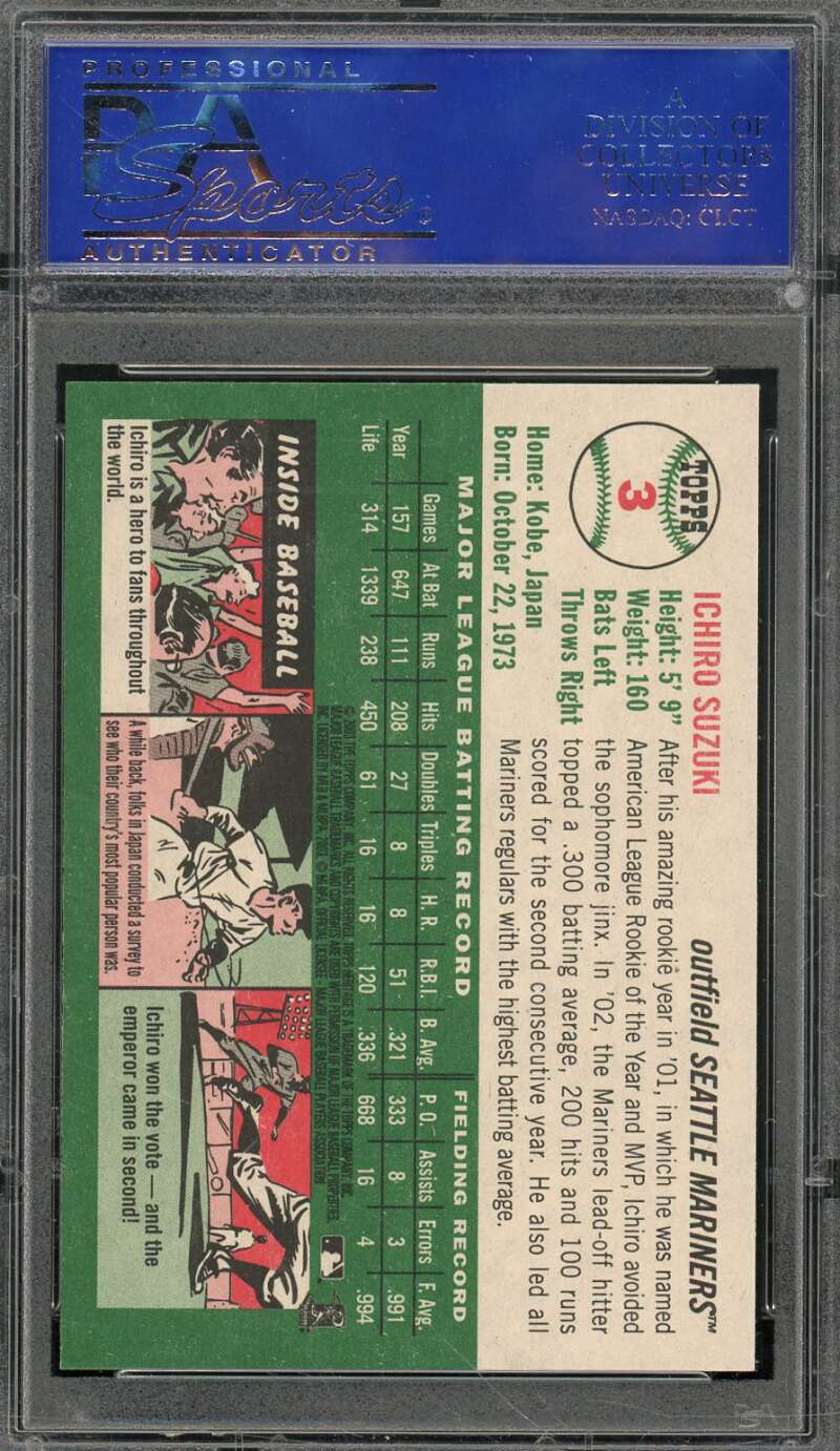 Ichiro Suzuki Card 2003 Topps Heritage #3 PSA 9 Image 2