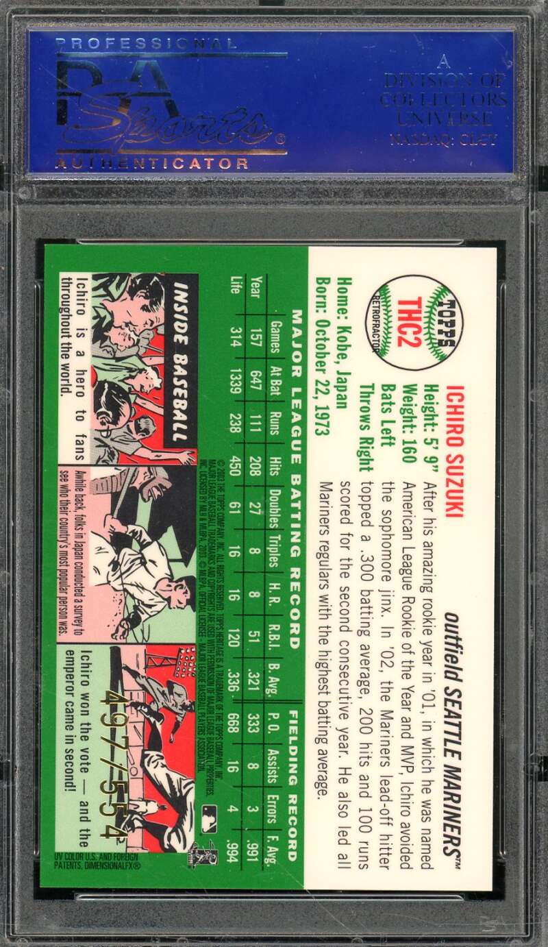 Ichiro Card 2003 Topps Heritage #THC2 PSA 9 Image 2