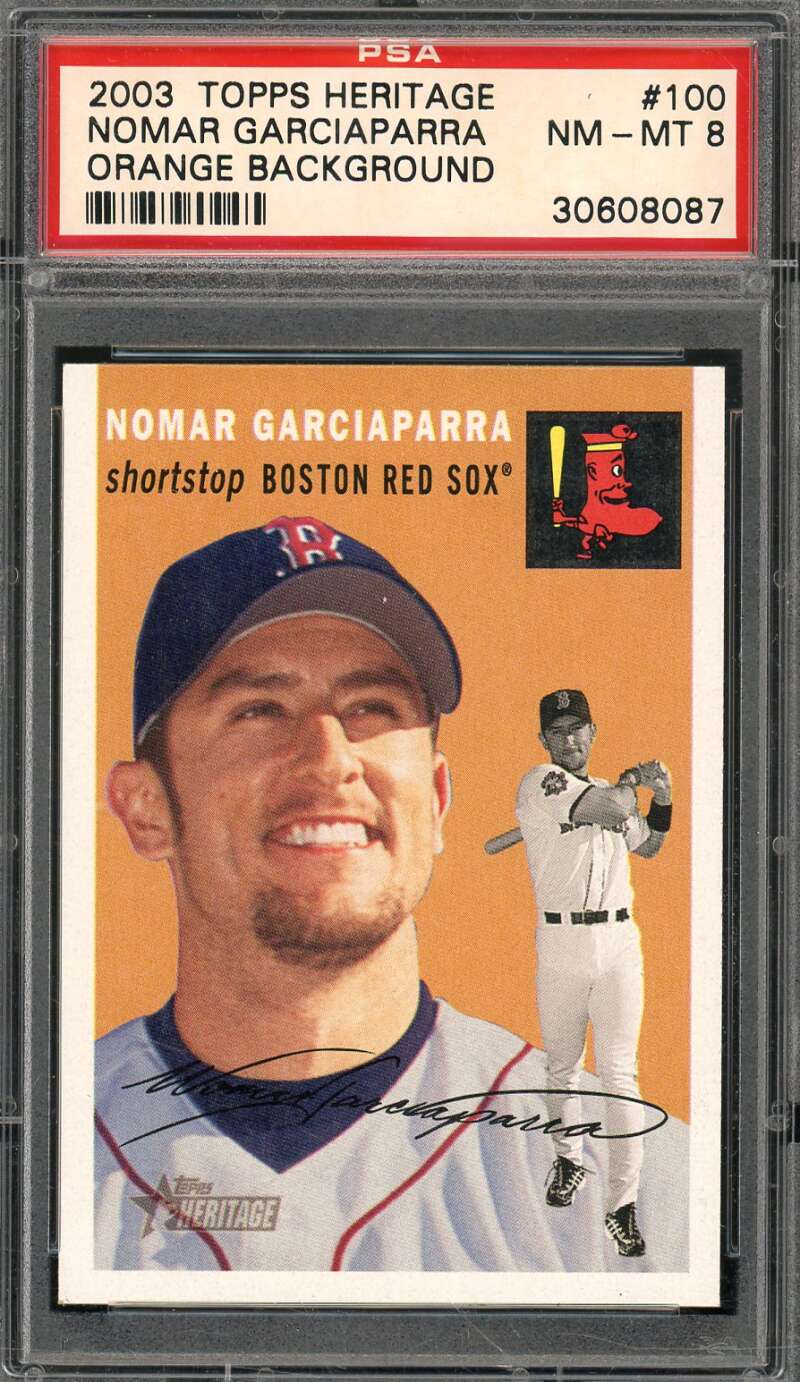 Nomar Garciaparra Card 2003 Topps Heritage #100 PSA 8 Image 1