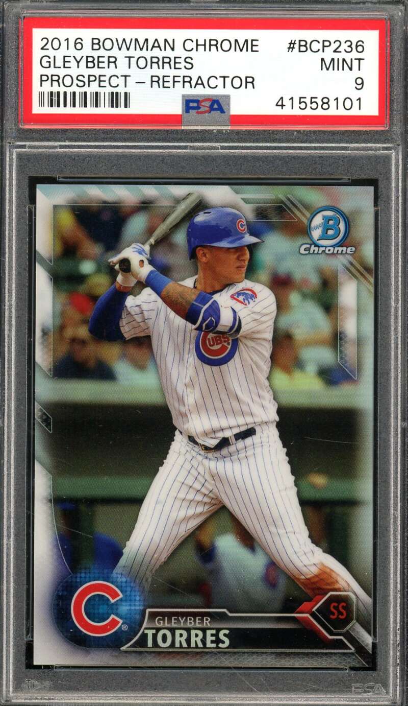 Gleyber Torres Rookie Card 2016 Bowman Chrome Prospect Refractor #BCP236 PSA 9 Image 1