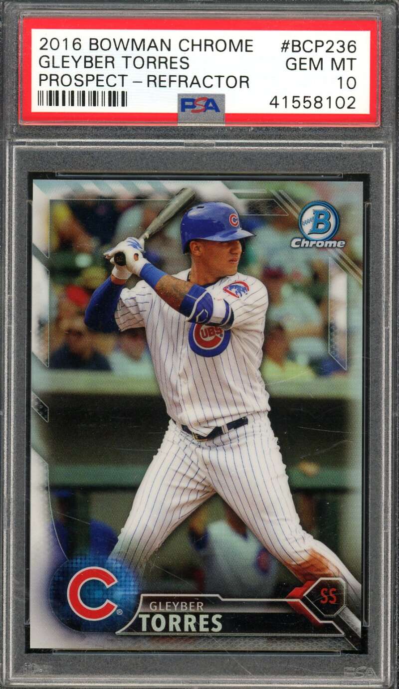 Gleyber Torres Rookie Card 2016 Bowman Chrome Prospect Refractor #BCP236 PSA 10 Image 1