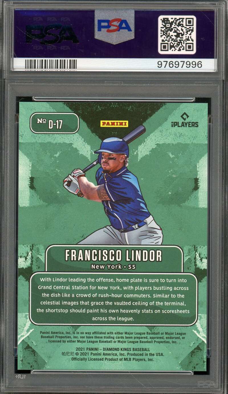 Francisco Lindor Card 2021 Diamond Kings Downtown #D17 PSA 10 Image 2