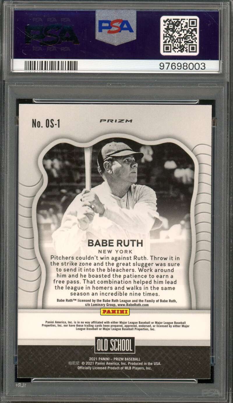 Babe Ruth Card 2021 Prizm Old School Teal Wave #OS-1 PSA 7 Image 2