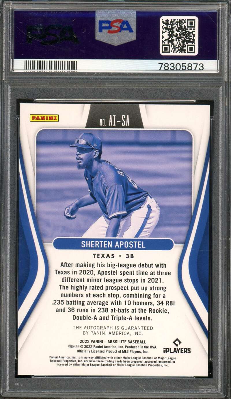 Sherten Apostel Rookie Card 2022 Absolute Absolute Ink Retail #Aisa PSA 9 Image 2