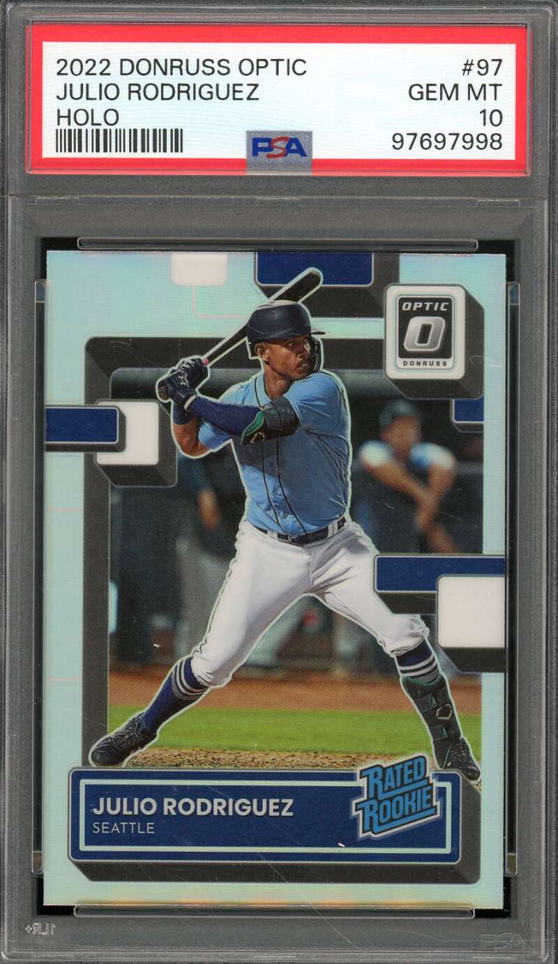 Julio Rodriguez Card 2022 Donruss Optic Holo #97 PSA 10 Image 1