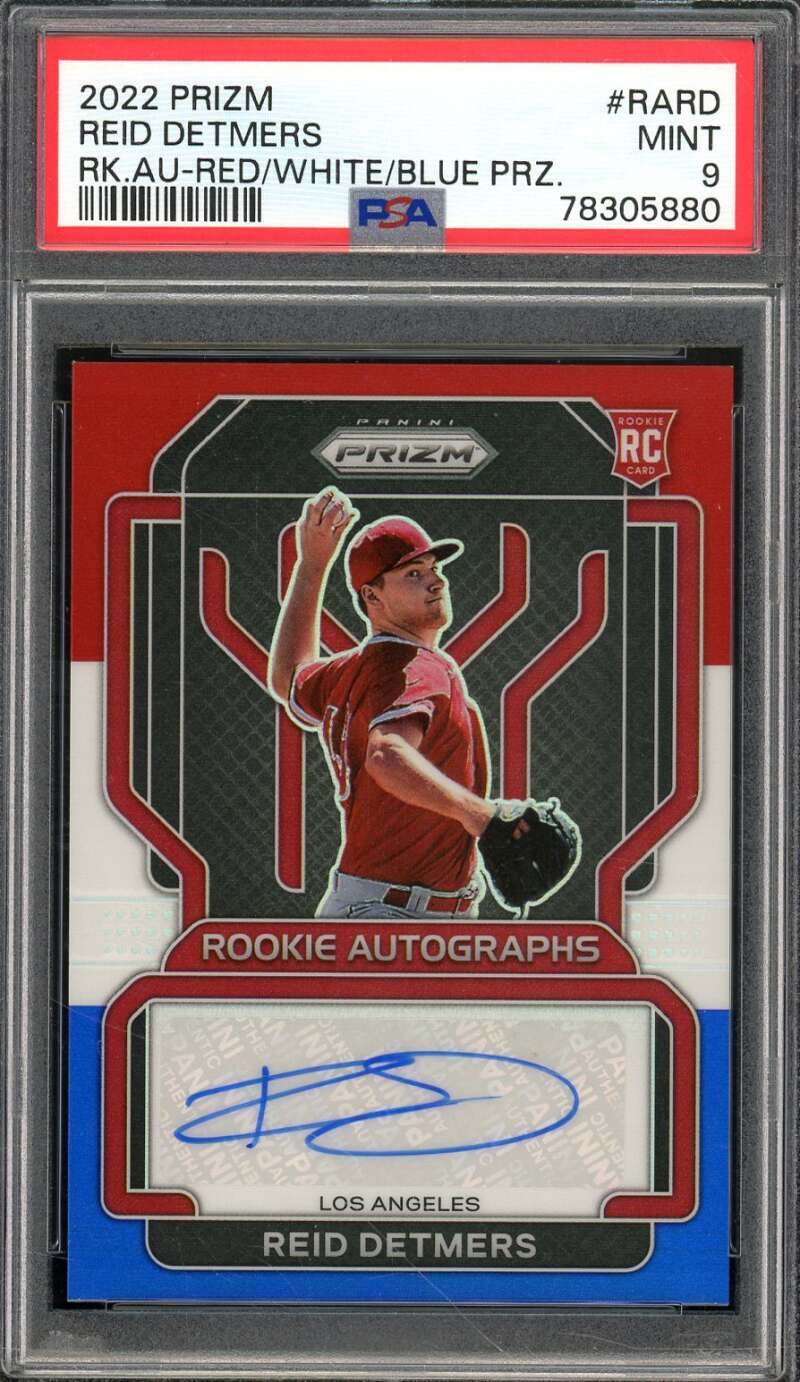 Reid Detmers Rookie Card 2022 Prizm RK Auto Red/White/Blue Prizm #RARD PSA 9 Image 1