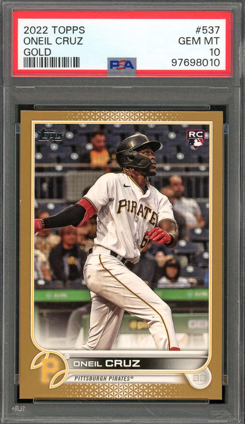 Oneil Cruz Rookie Card 2022 Topps Gold #537 PSA 10 Image 1