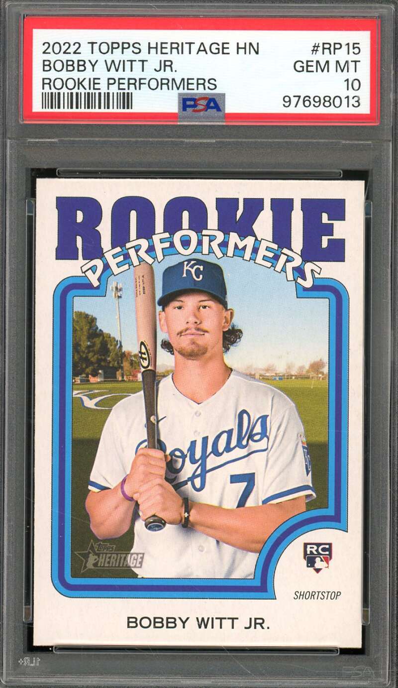 Bobby Witt Jr. Rookie Card 2022 Topps Heritage #RP15 PSA 10 Image 1