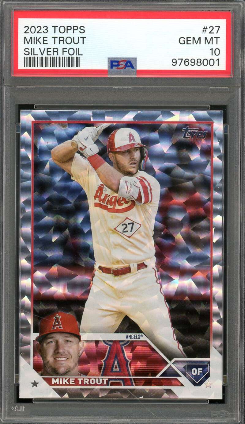 Mike Trout Card 2023 Topps Silver Foil #27 PSA 10 Image 1