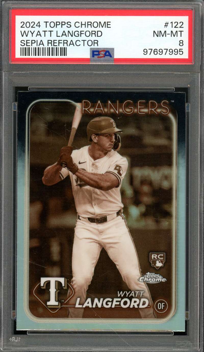 Wyatt Langford Card 2024 Topps Chrome #122 PSA 8 Image 1