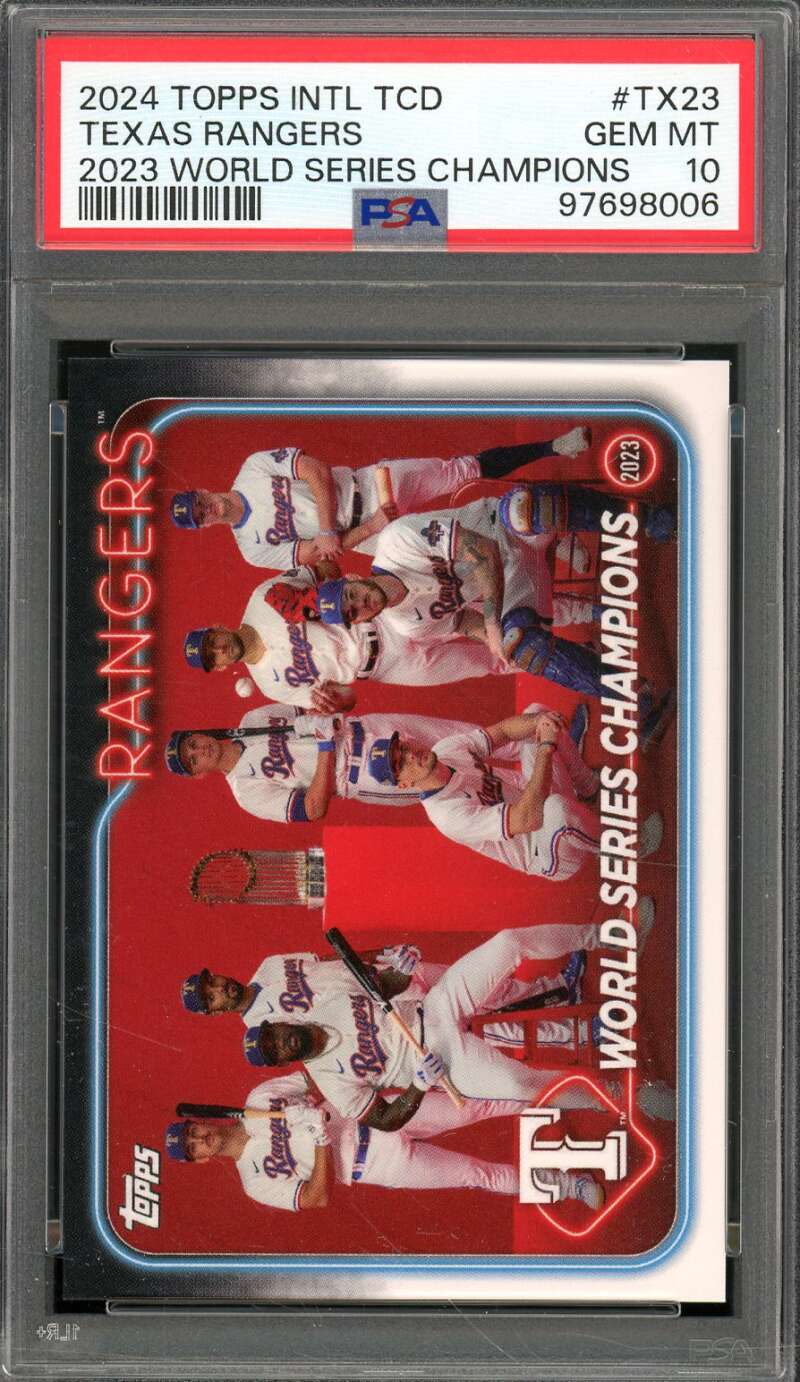 Texas Rangers 2024 Topps Intl Tcd 2023 World Series Champions (pop 4) #23 PSA 10 Image 1