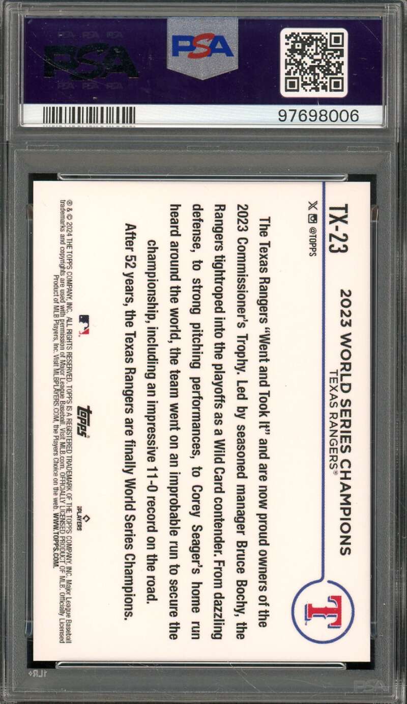 Texas Rangers 2024 Topps Intl Tcd 2023 World Series Champions (pop 4) #23 PSA 10 Image 2