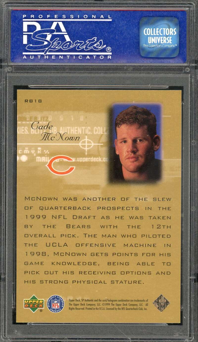 Cade McNown Rookie Card 1999 SP Authentic #RB18 PSA 9 Image 2