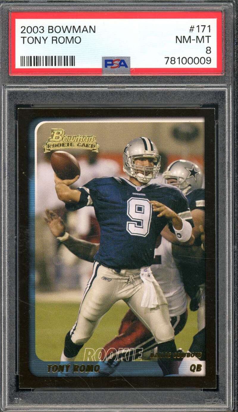 Tony Romo Rookie Card 2003 Bowman #171 PSA 8 Image 1