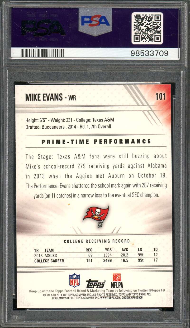 Mike Evans Rookie Card 2014 Topps Prime #101 PSA 8 Image 2