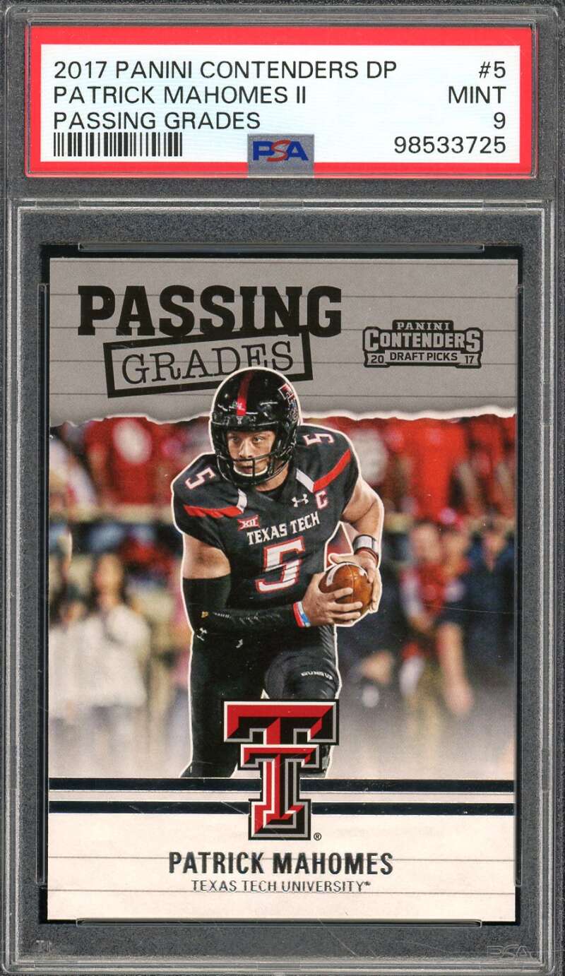 Patrick Mahomes Rookie Card 2017 Panini Contenders DP #5 PSA 9 Image 1