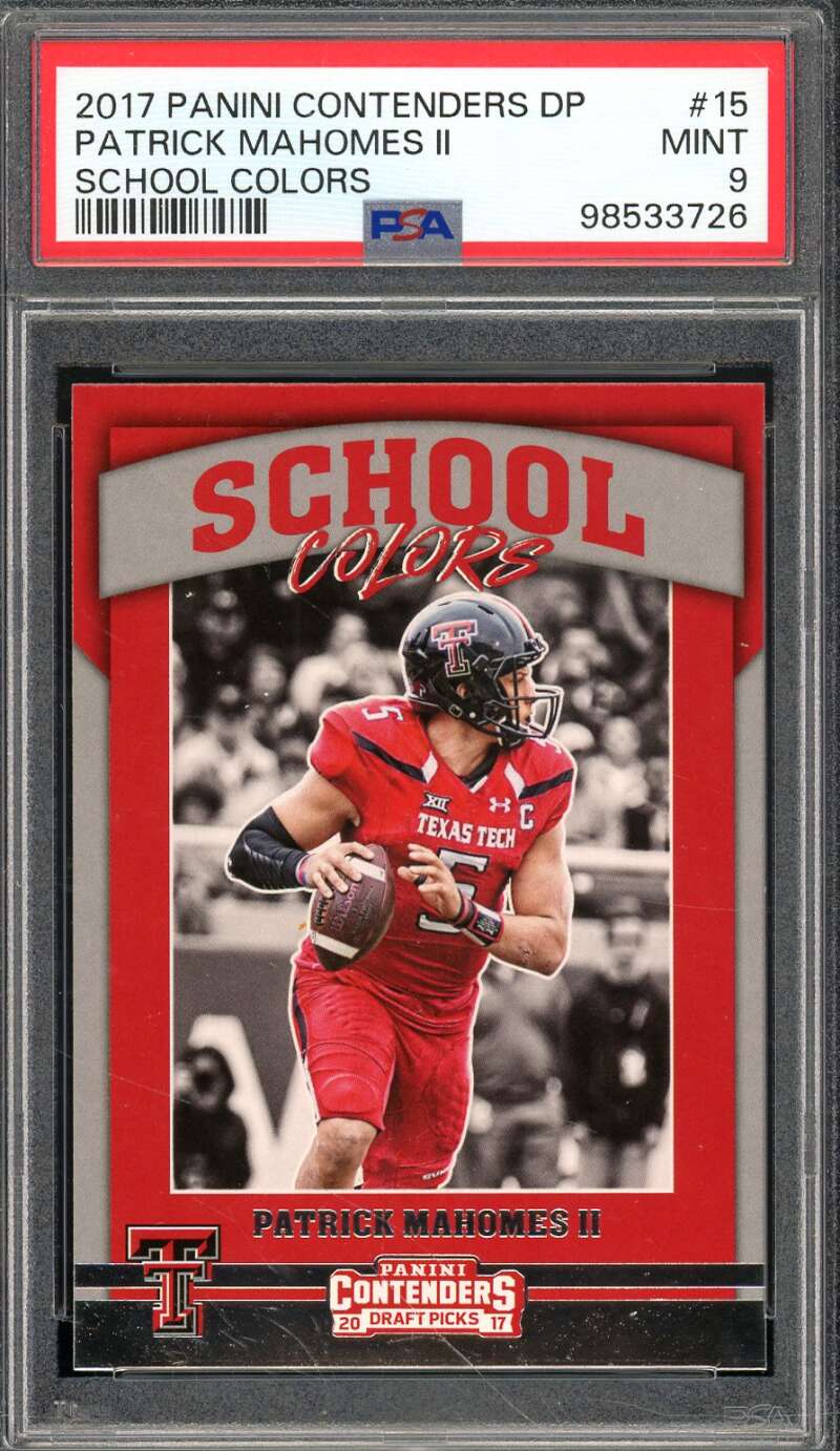 Patrick Mahomes Rookie Card 2017 Panini Contenders DP #15 PSA 9 Image 1