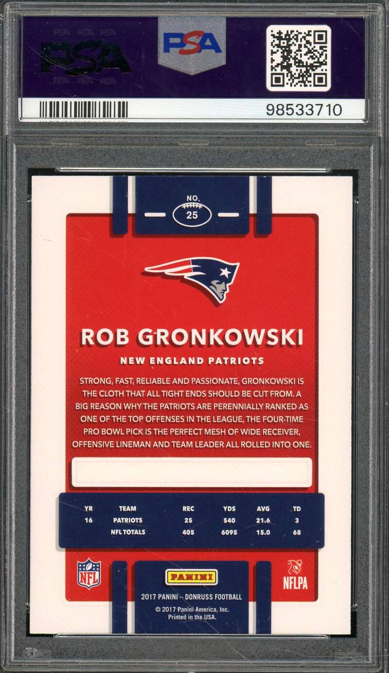 Rob Gronkowski 2017 Panini Donruss Black Press Proof (#d 4/10) (pop 1) #25 PSA 9 Image 2