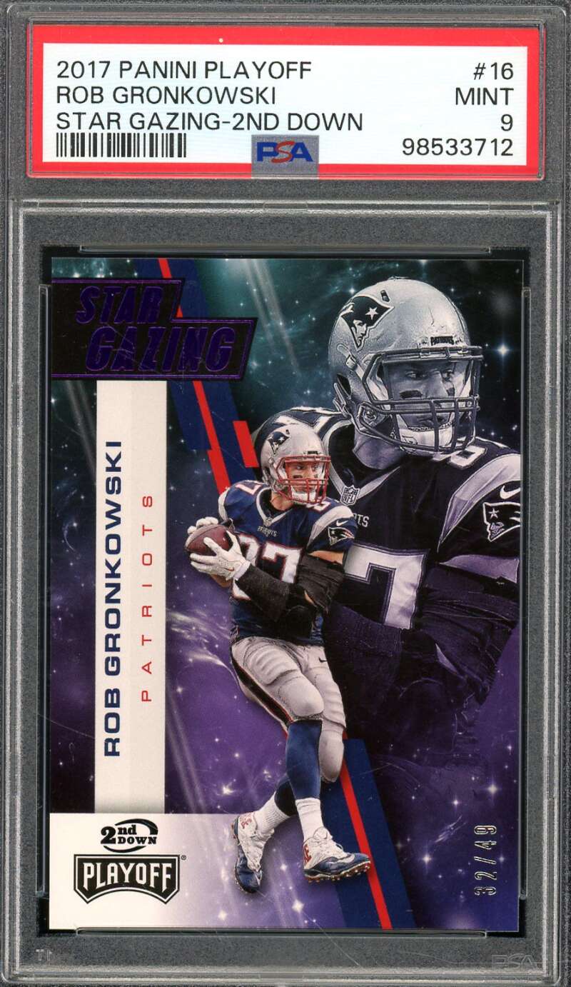 Rob Gronkowski Card 2017 Panini Playoff Star Gazing 2nd Down #16 PSA 9 Image 1