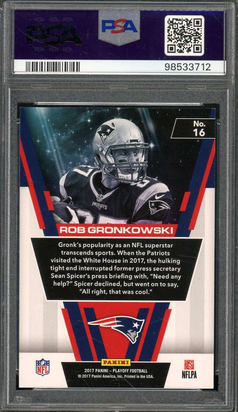 Rob Gronkowski Card 2017 Panini Playoff Star Gazing 2nd Down #16 PSA 9 Image 2