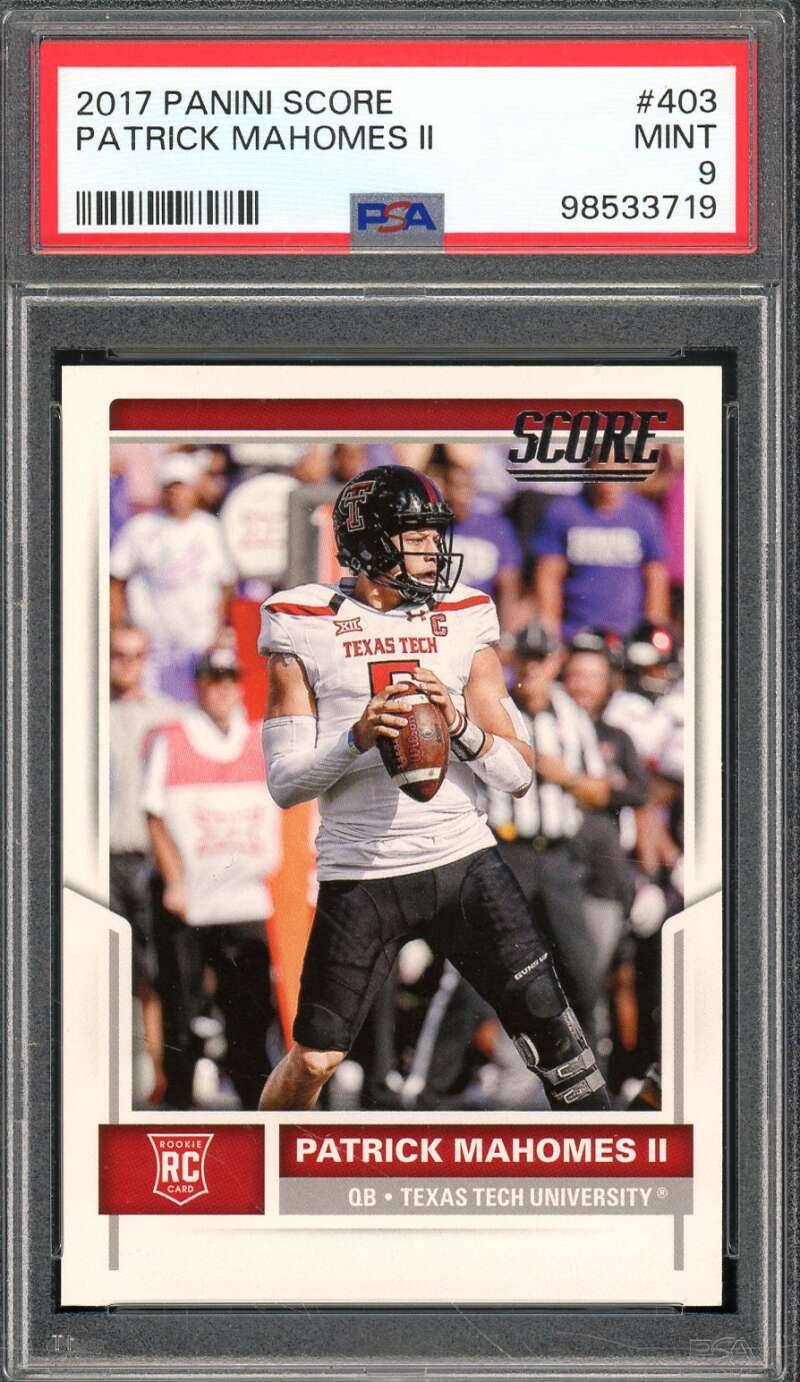 Patrick Mahomes Rookie Card 2017 Panini Score #403 PSA 9 Image 1