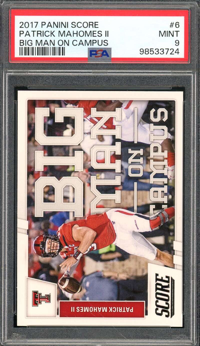 Patrick Mahomes II Rookie Card 2017 Panini Score #6 PSA 9 Image 1