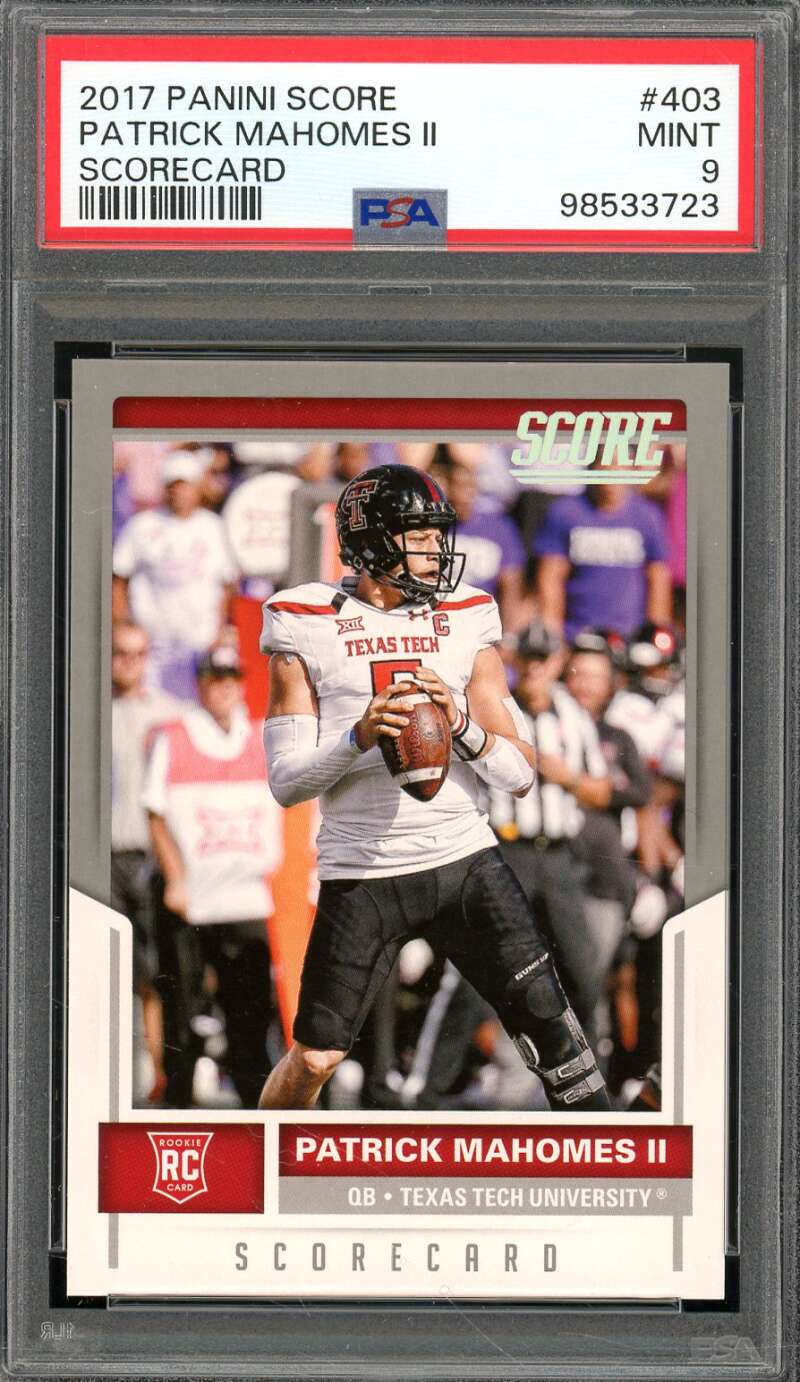 Patrick Mahomes II Rookie Card 2017 Panini Score #403 PSA 9 Image 1